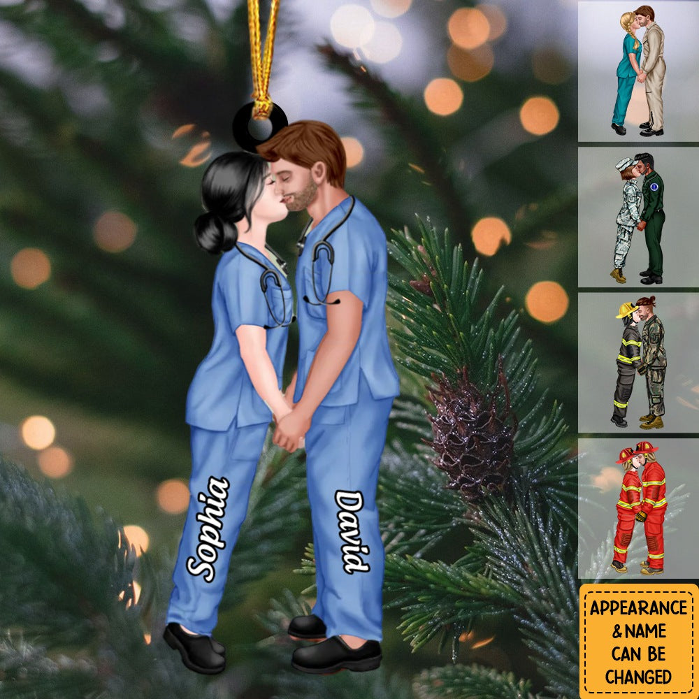 Personalized Kissing Couple Ornament, Christmas Gift For Couple