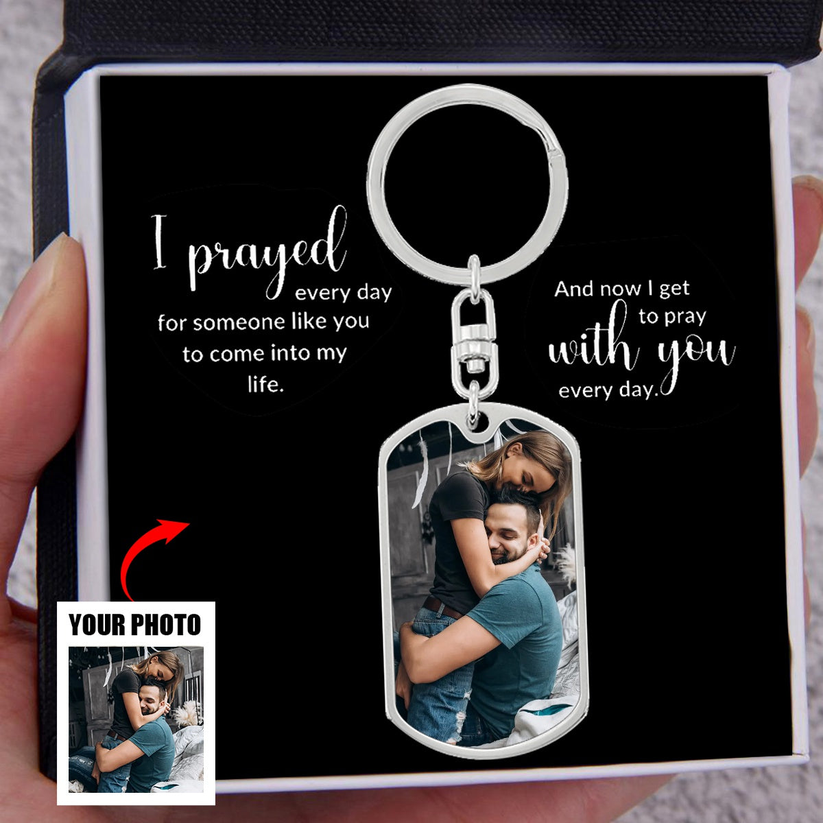 Personalized Custom Text and Photo Keychain - Gift For Couple