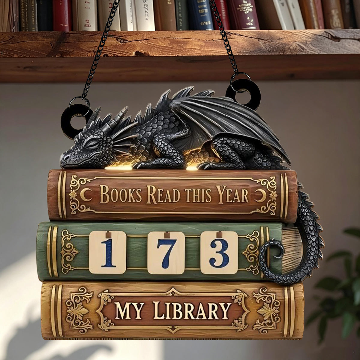 Personalized Dragon Books Read This Year Counter, Reading Tracker Sleeping Dragon