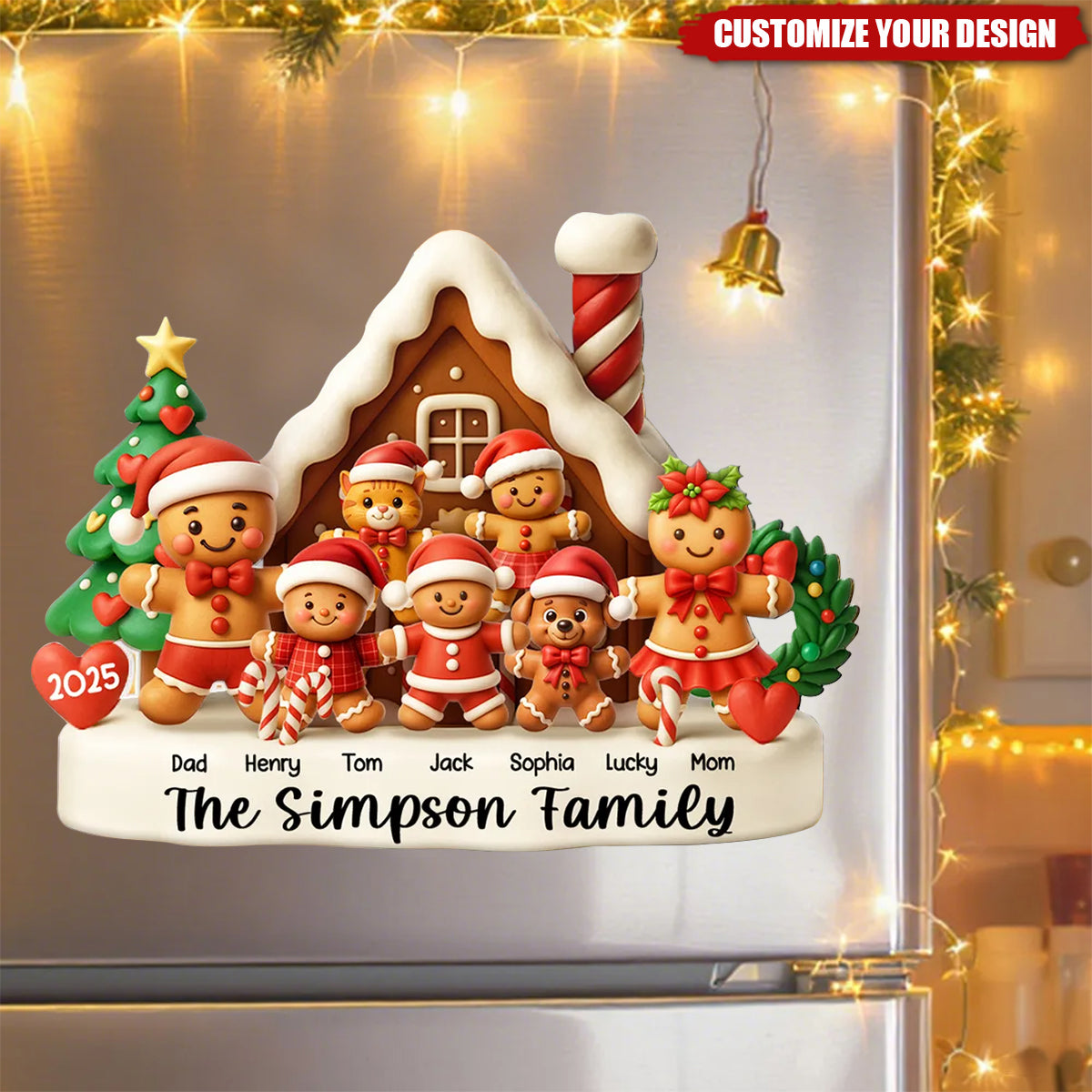Gingerbread House Family - Personalized Decal