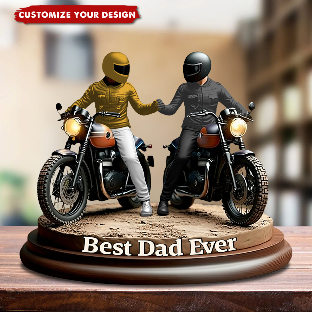 Old Biker Dad - Personalized Biker Custom Shaped Acrylic Plaque