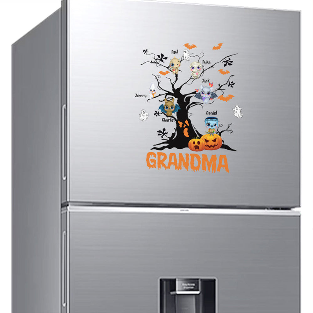 Halloween Tree Grandma Mom With Little Monster Kids Personalized Decal Sticker