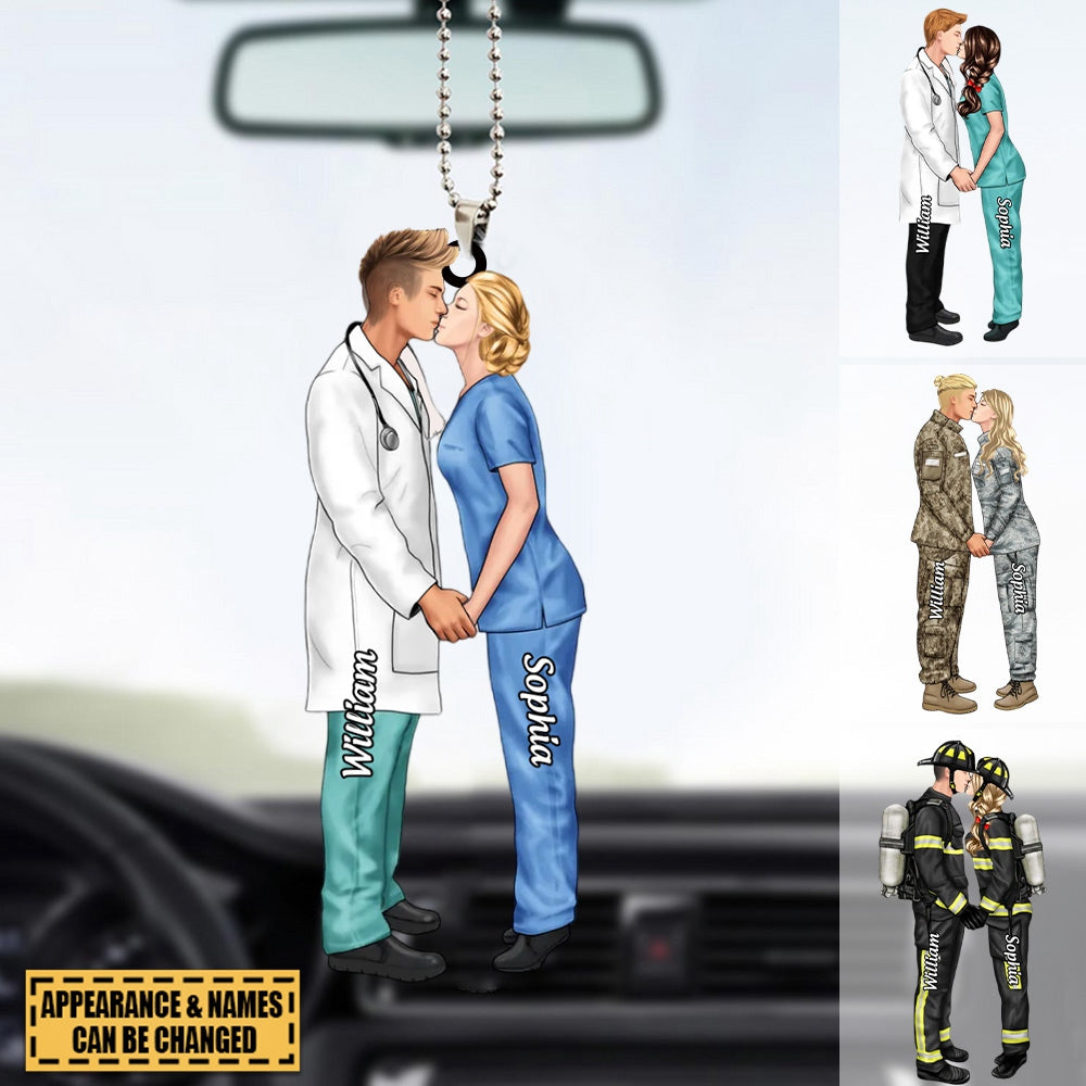 Personalized Couple Portrait Acrylic Ornament - Gifts by Occupation