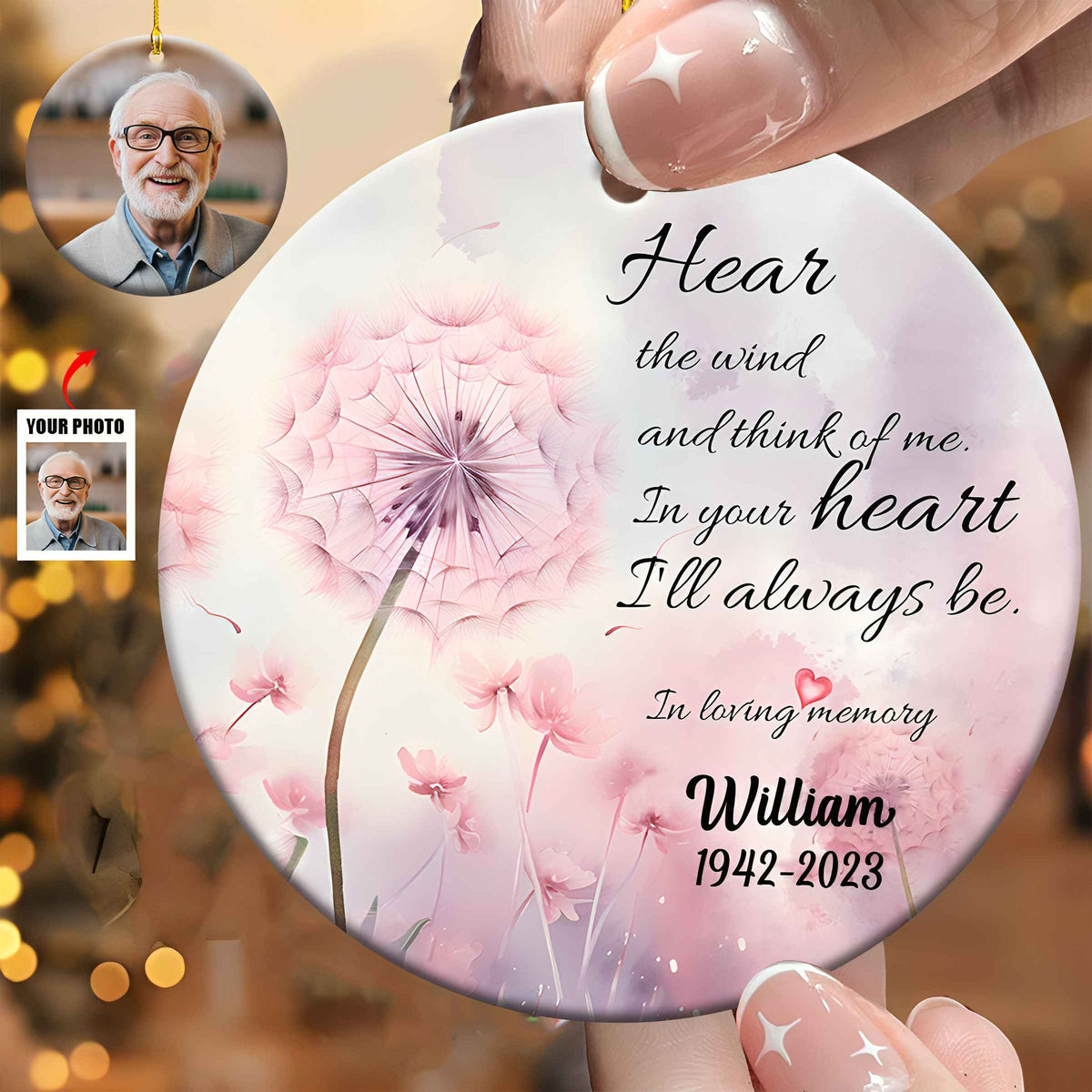 Dandelion Memorial Ceramic Ornament -Personalized Remembrance Gift