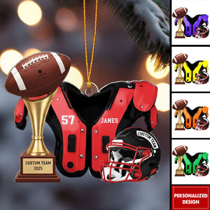 Personalized Football Ornament – Custom Team Trophy Christmas Decoration