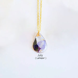 Birth Month Flower Necklace,Dried Flower Resin Jewelry Unique Gift For Her