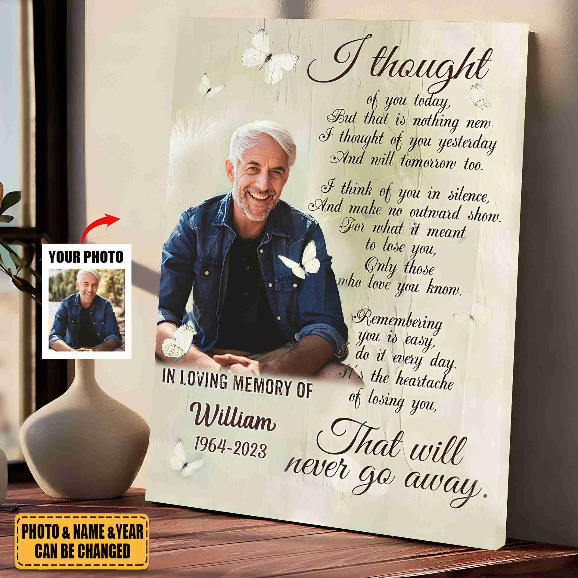 In Loving Memory Love one-Personalized I Thought Of You Today Canvas