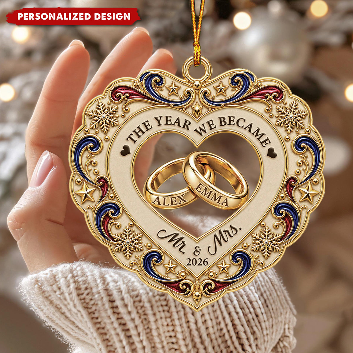 "The Year We Became Mr & Mrs" Personalized Acrylic Ornament - Custom Couples First Christmas Keepsake