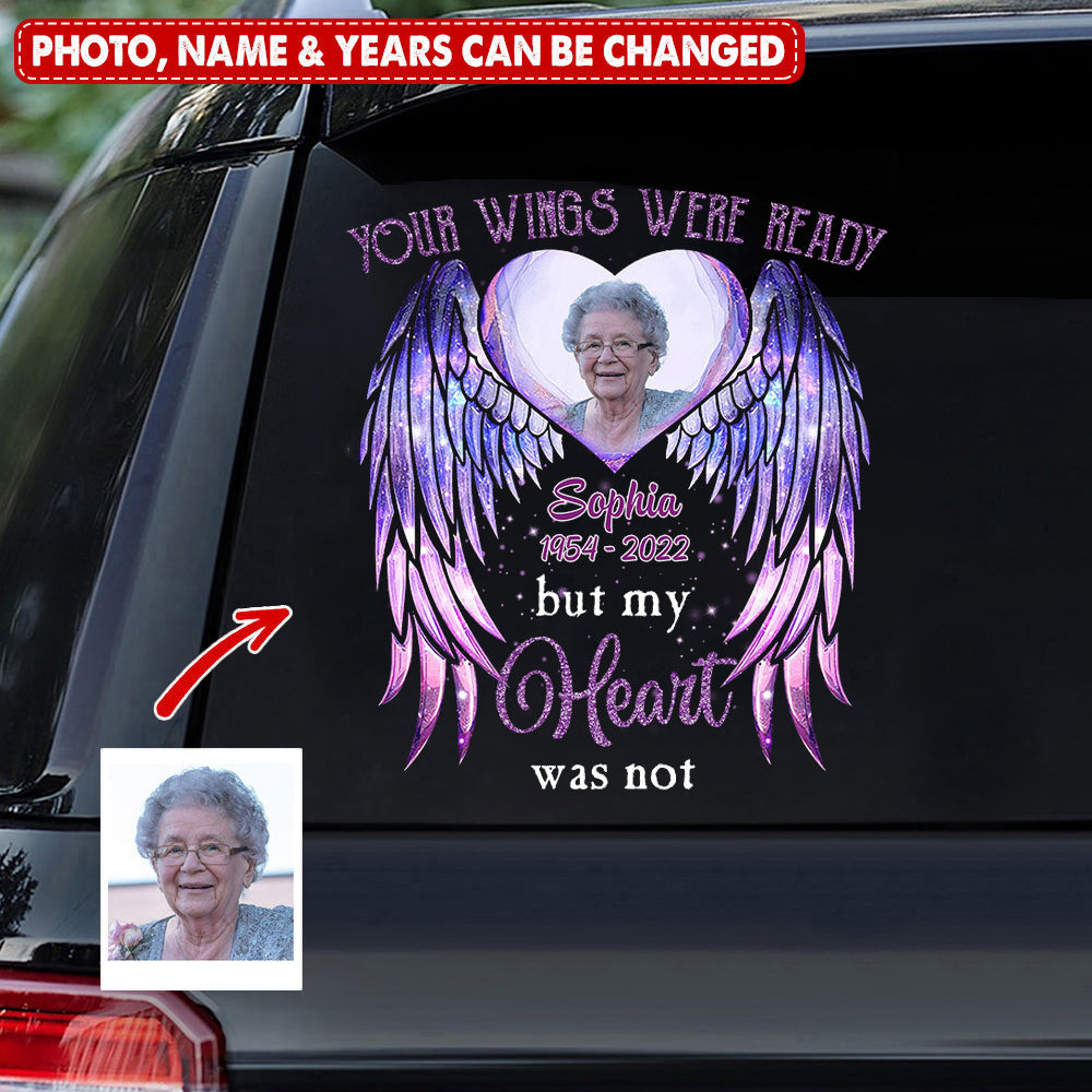 Sparkling Violet Upload Image Heart Wings Personalized Sticker