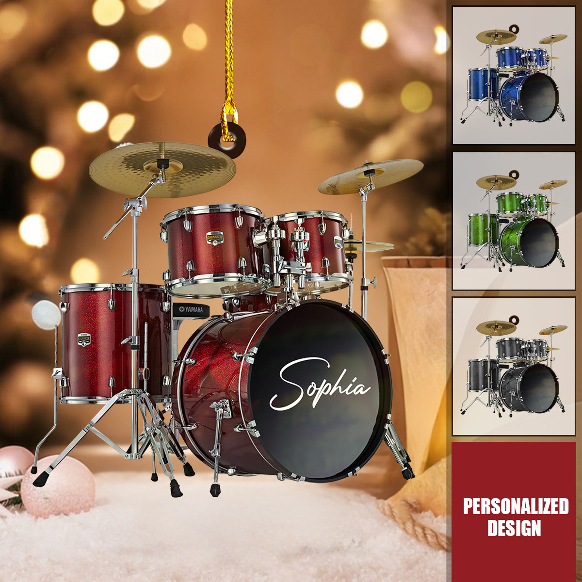 Custom Drum Ornament, Personalized Drum Xmas Ornament, Xmas Gifts For Drummer