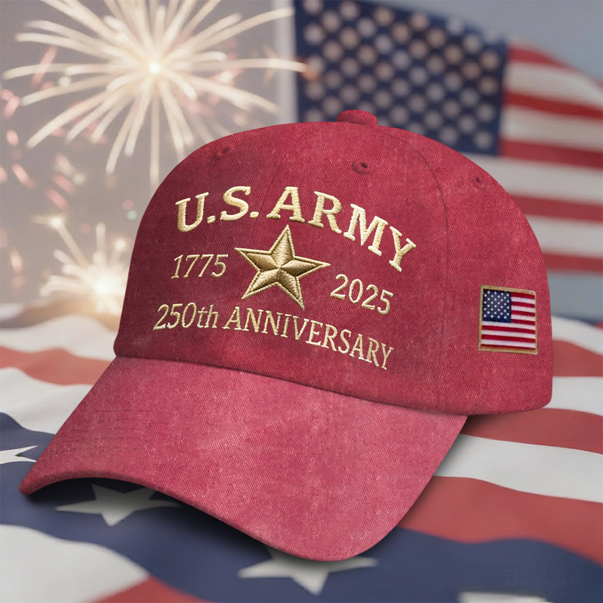 U.S. Army 250th Anniversary Hat, Military Patriotic Cap