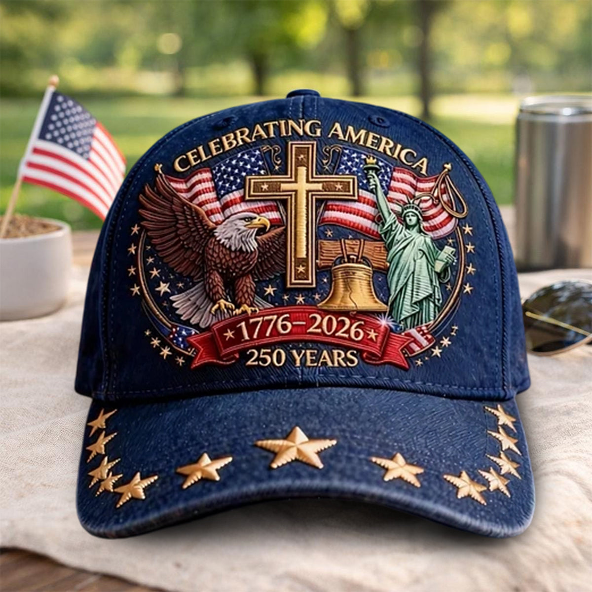 Eagle & Liberty & Cross - United States 250th Anniversary Hat