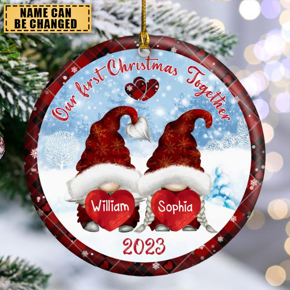 Christmas Couple Snowman , Our First Christmas Together 2023 Personalized Ornament