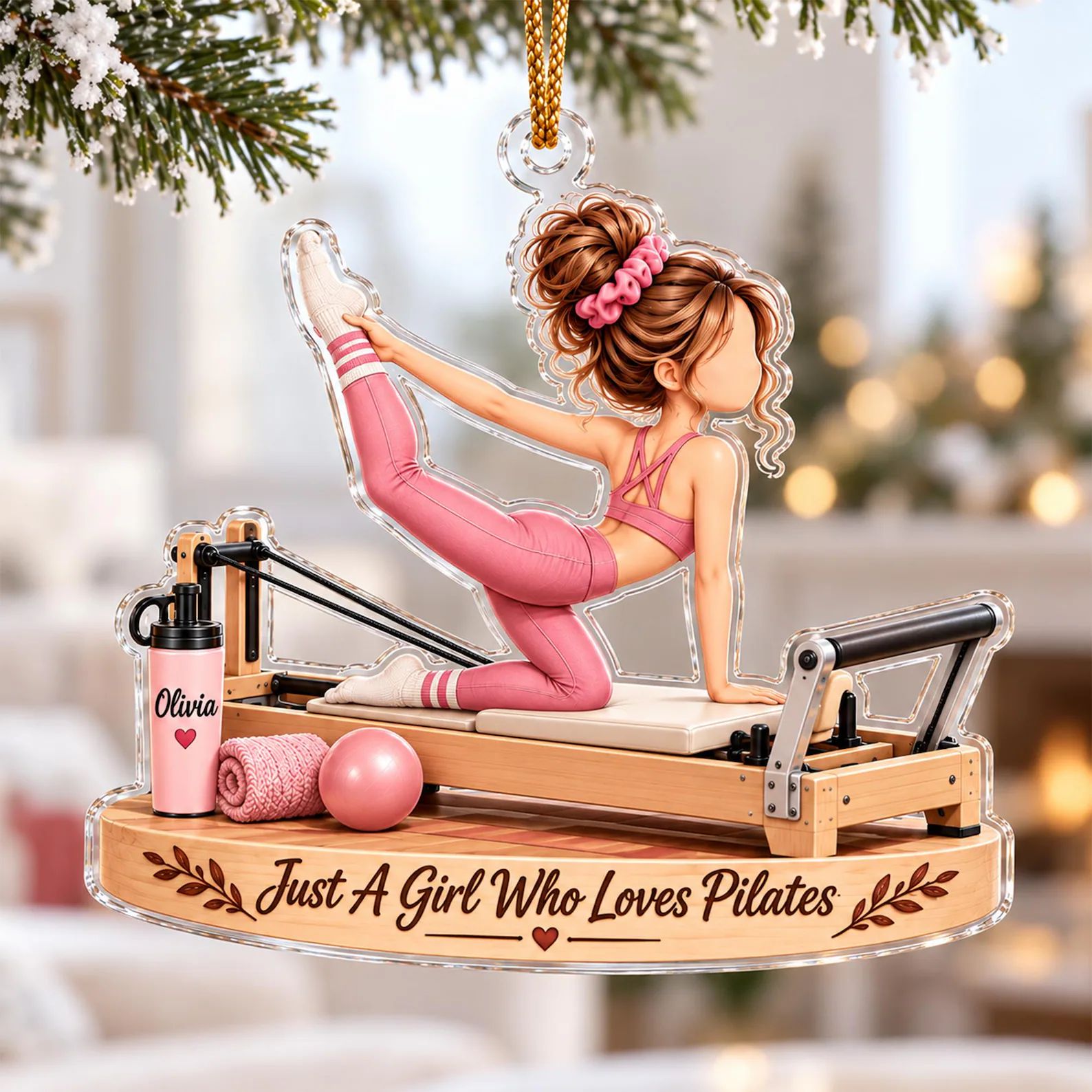 Personalized Pilates Girl Ornament, Pilates Lover Keepsake For Her