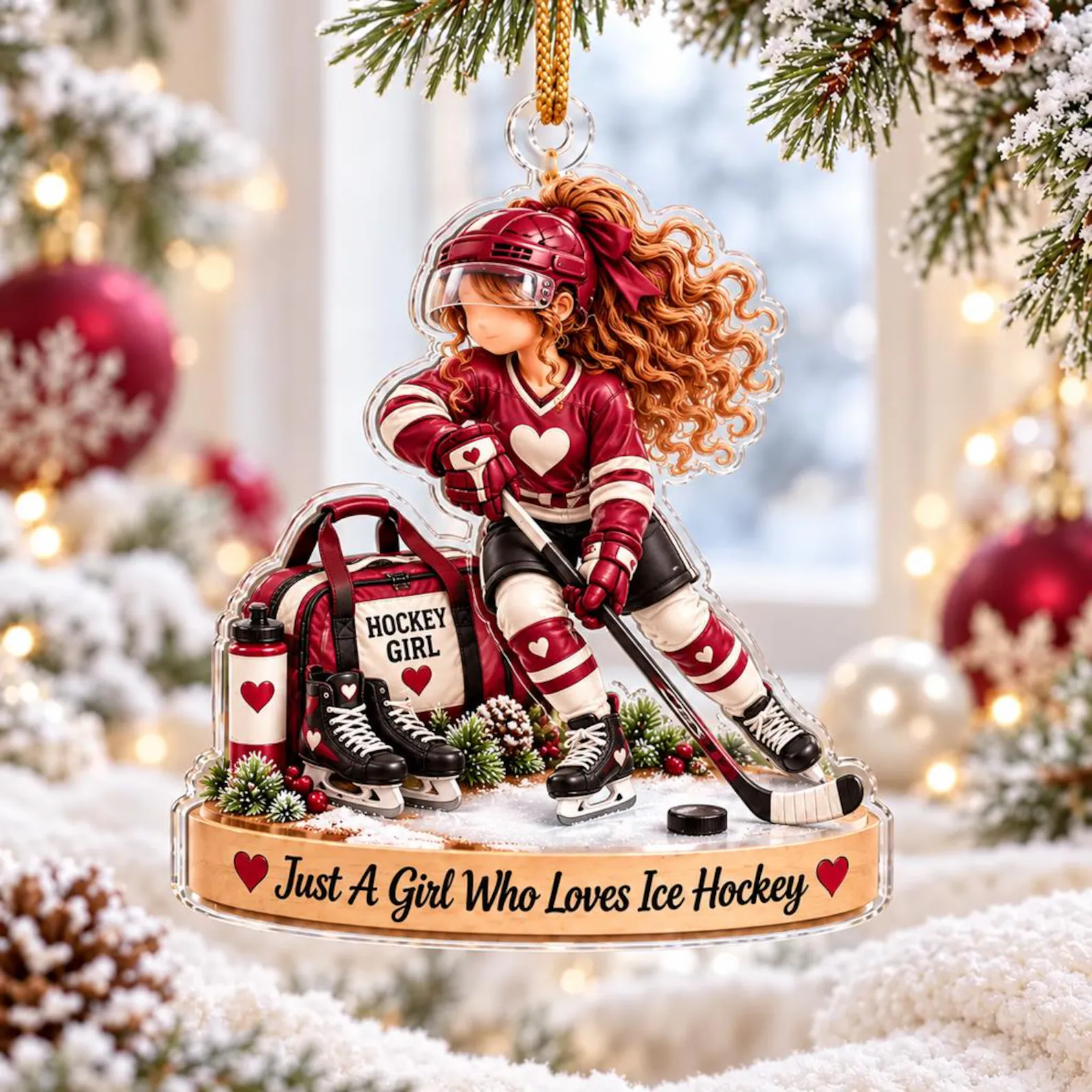 PerSonalized Hockey Girl Christmas Ornament