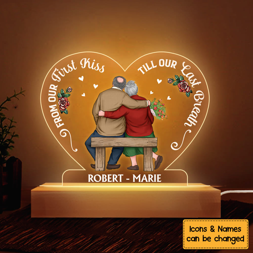 Gift For Senior Couple From Our First Kiss Till Our Final Breath Plaque LED Lamp Night Light