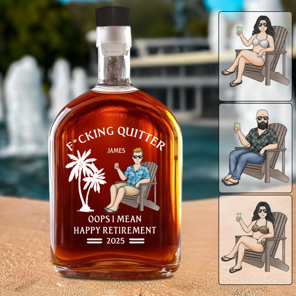 Oops I Mean Happy Retirement - Personalized Whiskey Glass Bottle