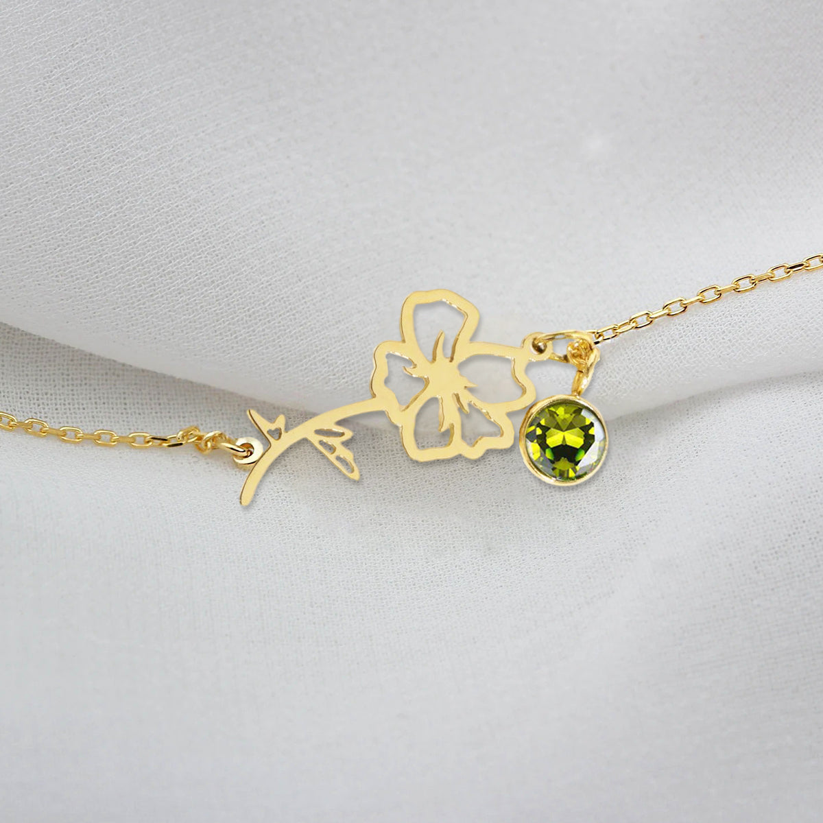 Birth Flower with Birthstone Bracelet , Bracelet For Her