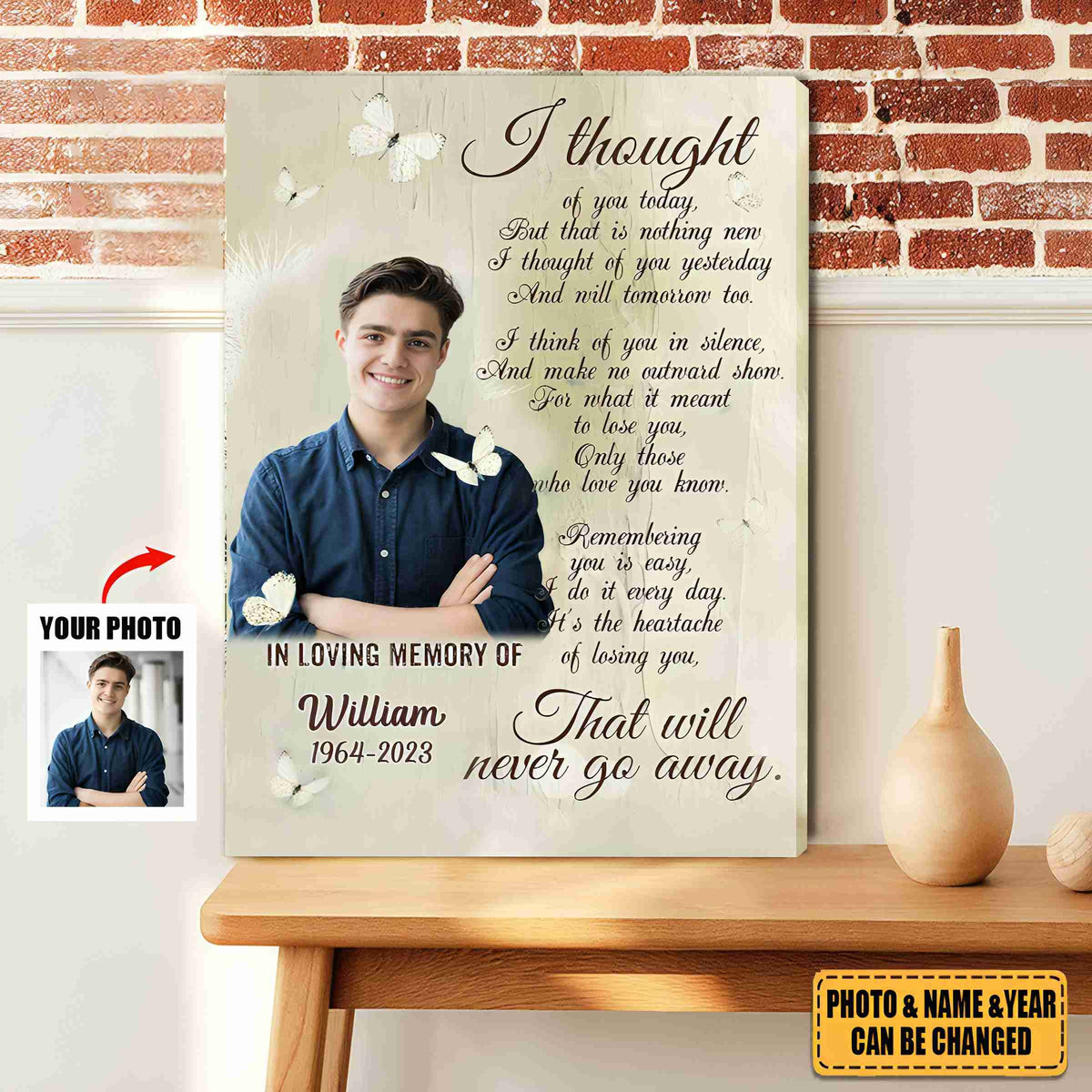 In Loving Memory Love one-Personalized I Thought Of You Today Canvas