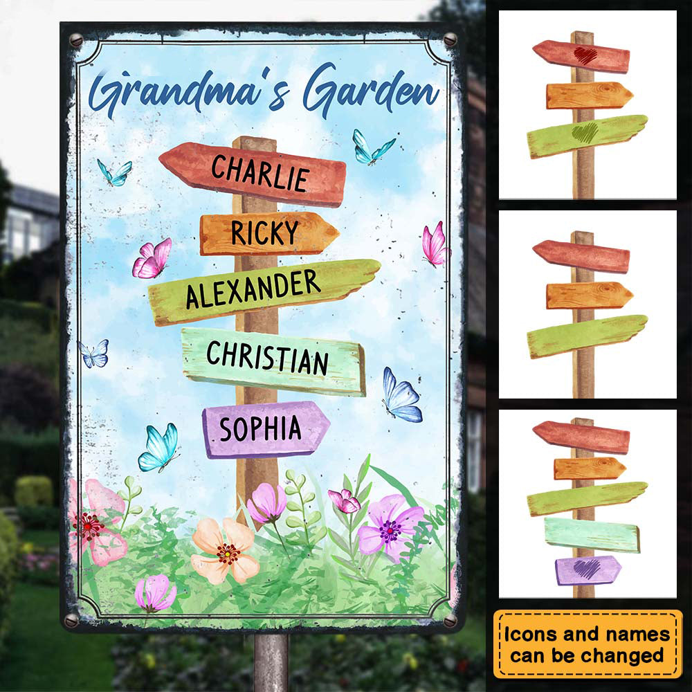 Personalized Gift Grandma's Garden Outdoor Metal Sign