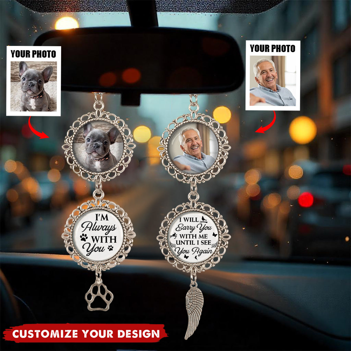 I'm Always With You - Personalized Photo Memorial Ornament With Charm