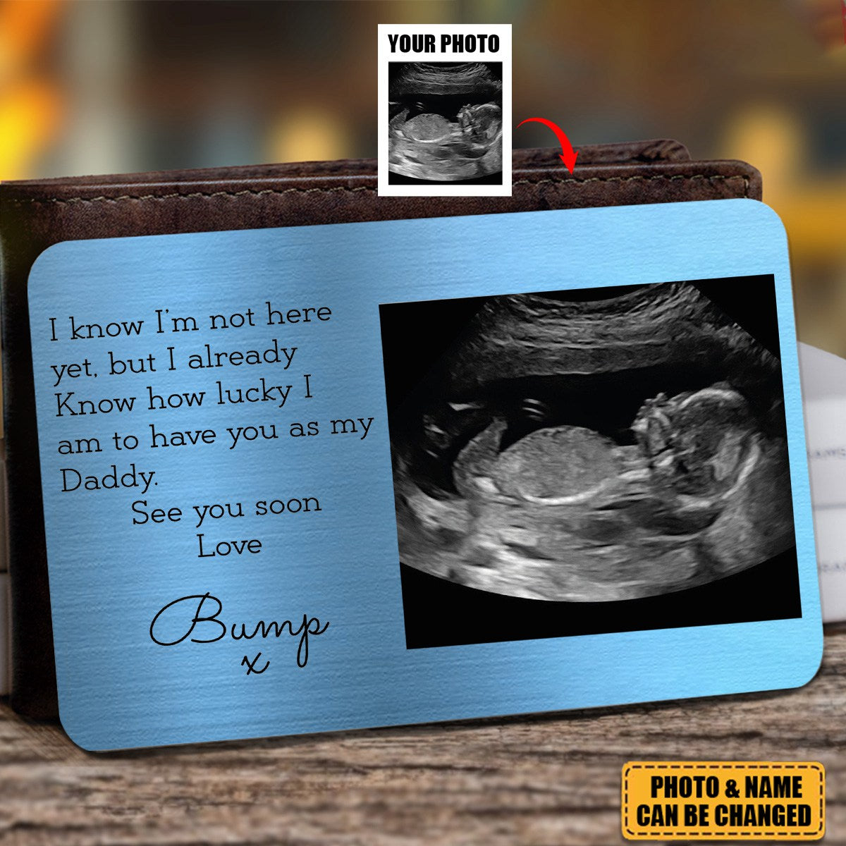 See You Soon Daddy - Personalized Photo Aluminum Wallet Card