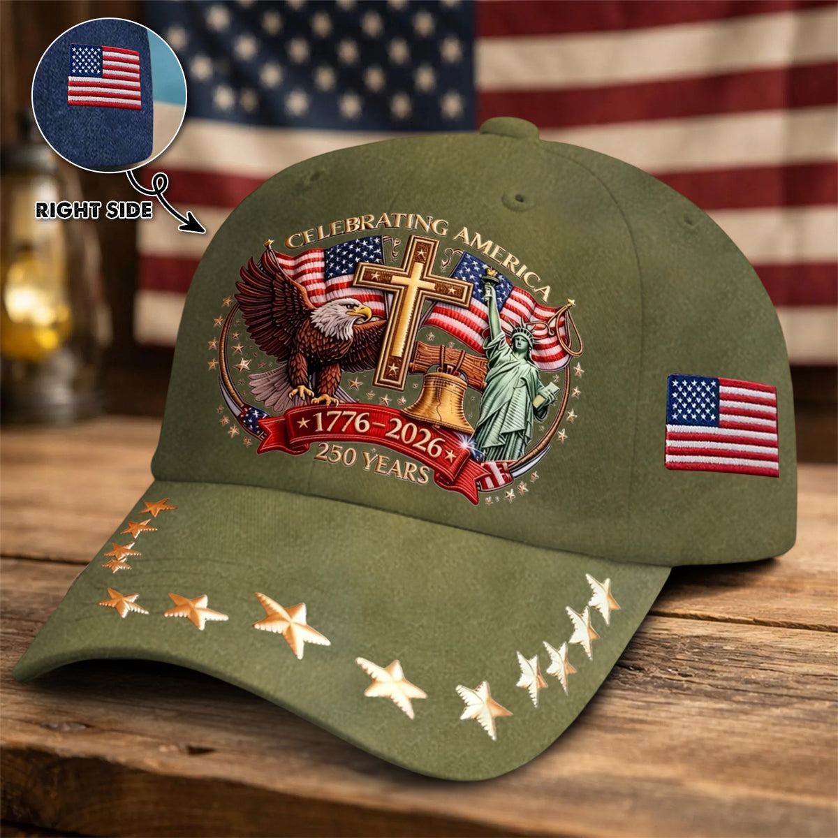 Eagle & Liberty & Cross - United States 250th Anniversary Hat