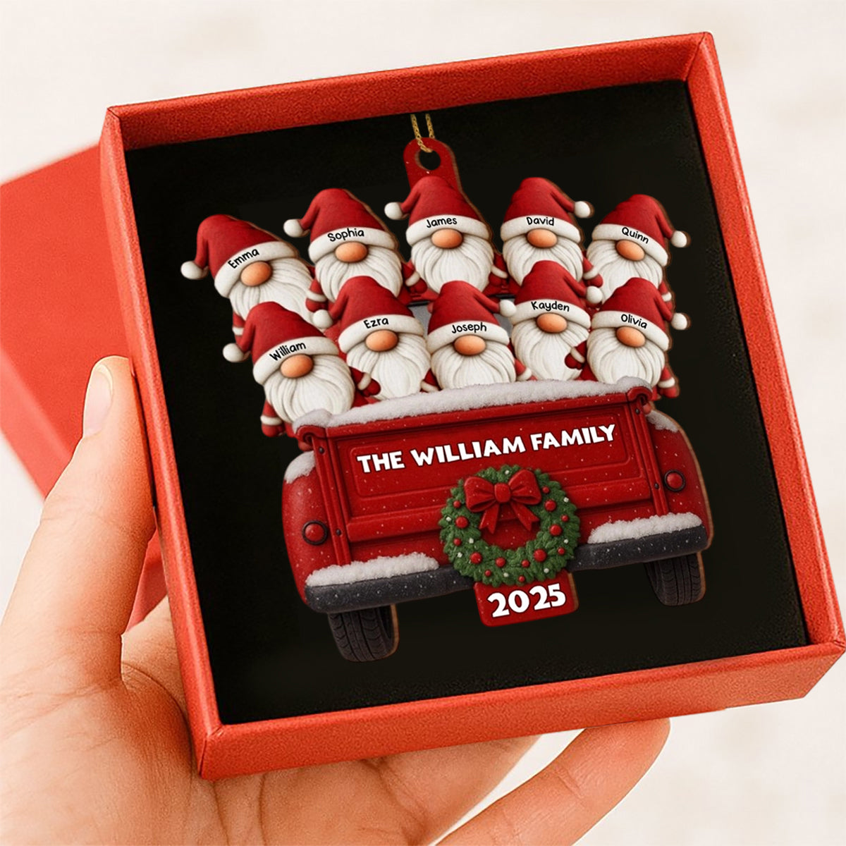 Custom Family Vintage Truck Christmas Wood Ornament