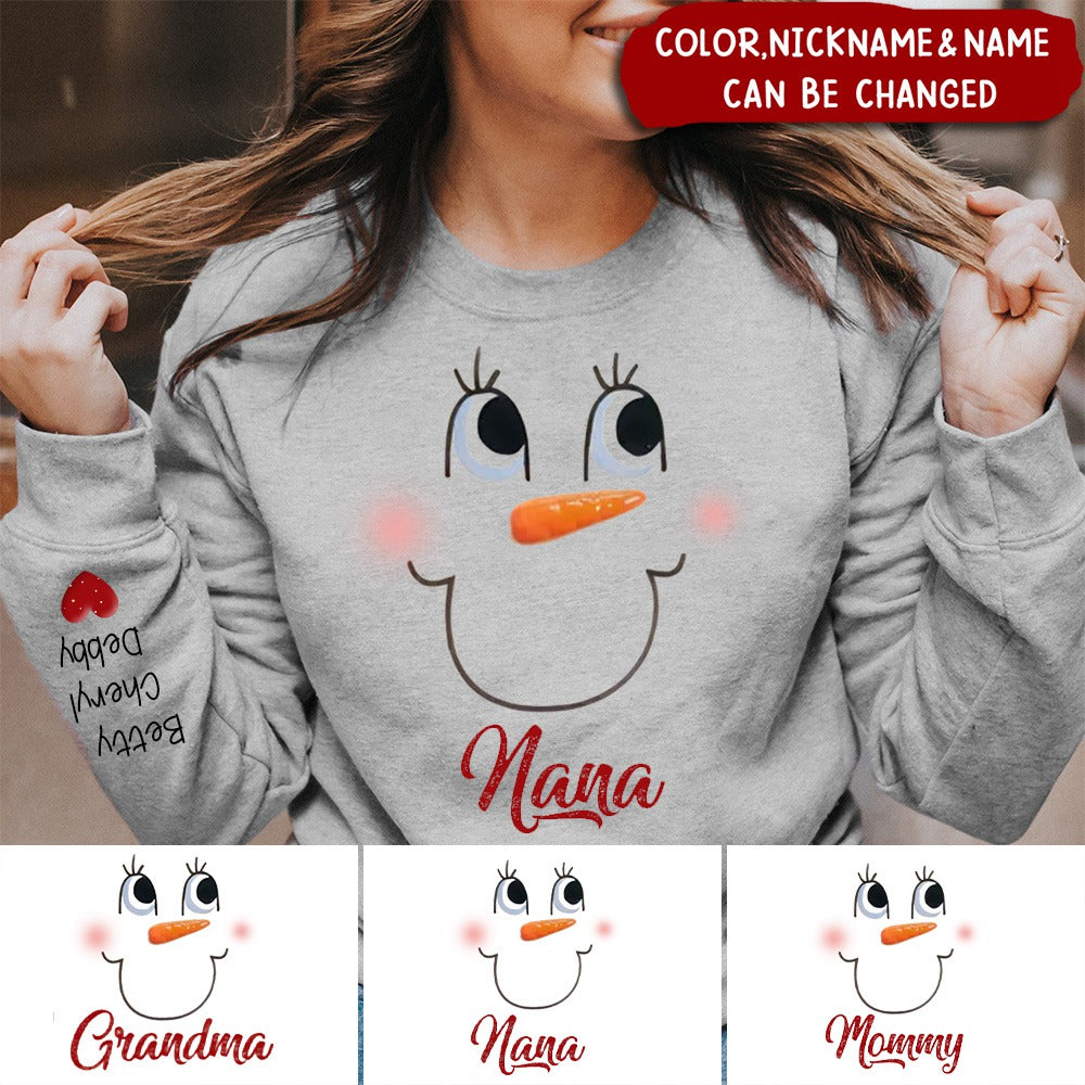 Cute Snow my Grandma Mom Little Heart Kids Personalized Christmas Sweatshirt