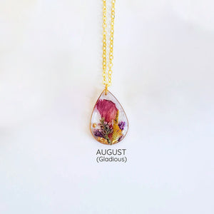 Birth Month Flower Necklace,Dried Flower Resin Jewelry Unique Gift For Her