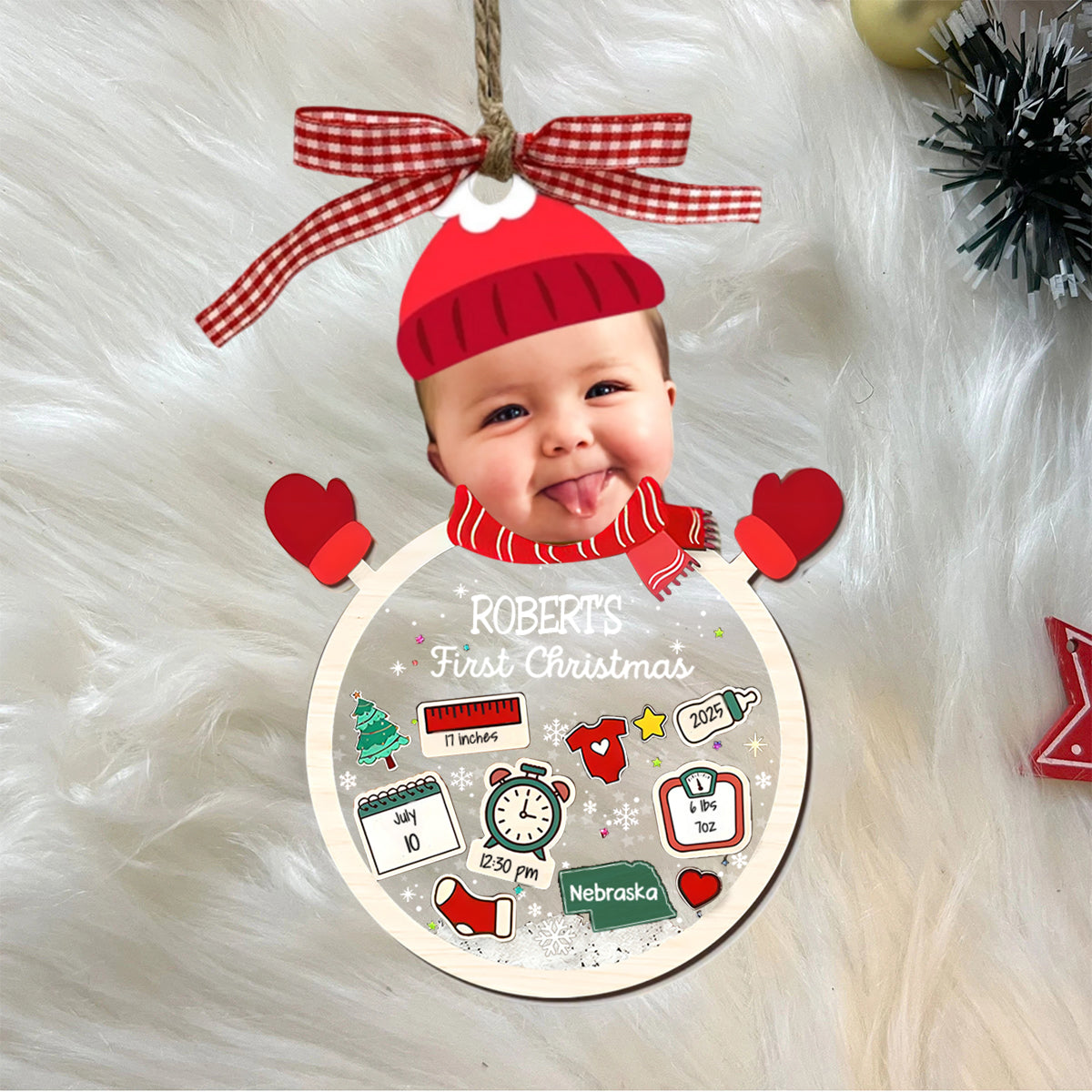 Custom Baby's First Christmas Acrylic Ornament With Photo