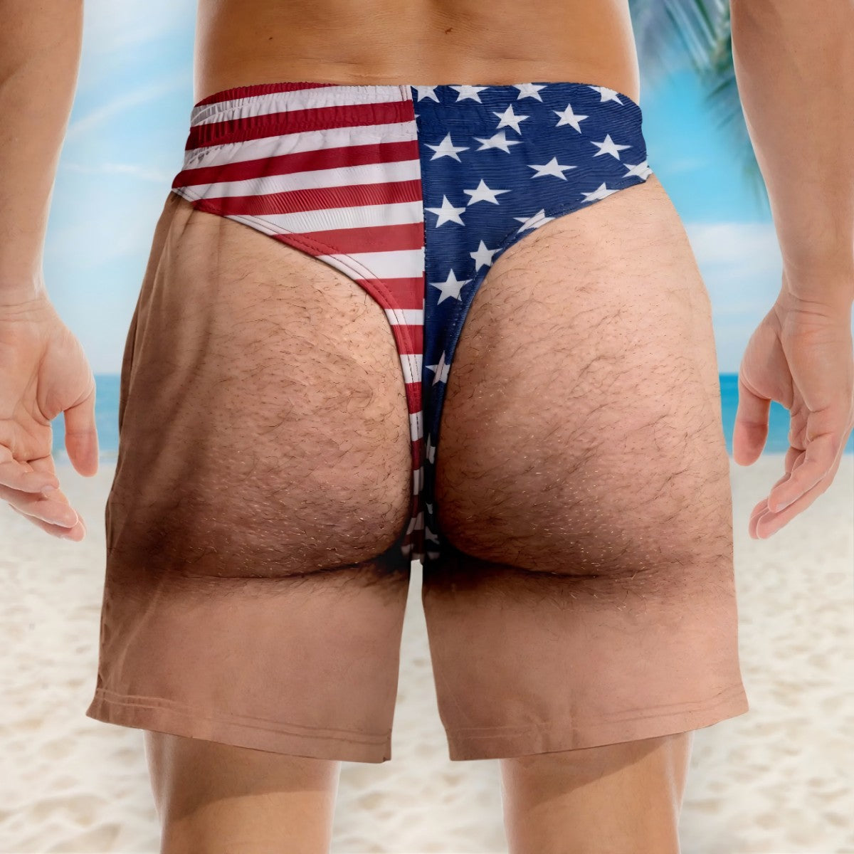 Freedom And Chill Custom Funny Patriotic Men Swim Trunks, Summer Vacation Travel Gift