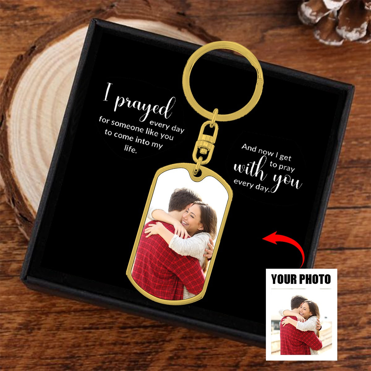 Personalized Custom Text and Photo Keychain - Gift For Couple