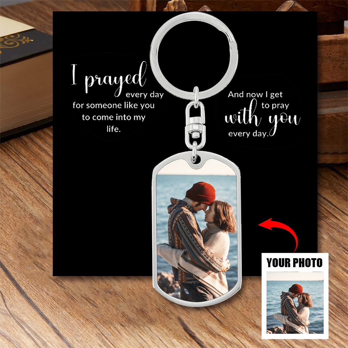 Personalized Custom Text and Photo Keychain - Gift For Couple
