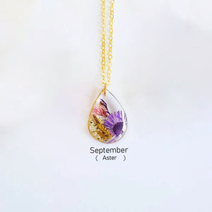 Birth Month Flower Necklace,Dried Flower Resin Jewelry Unique Gift For Her
