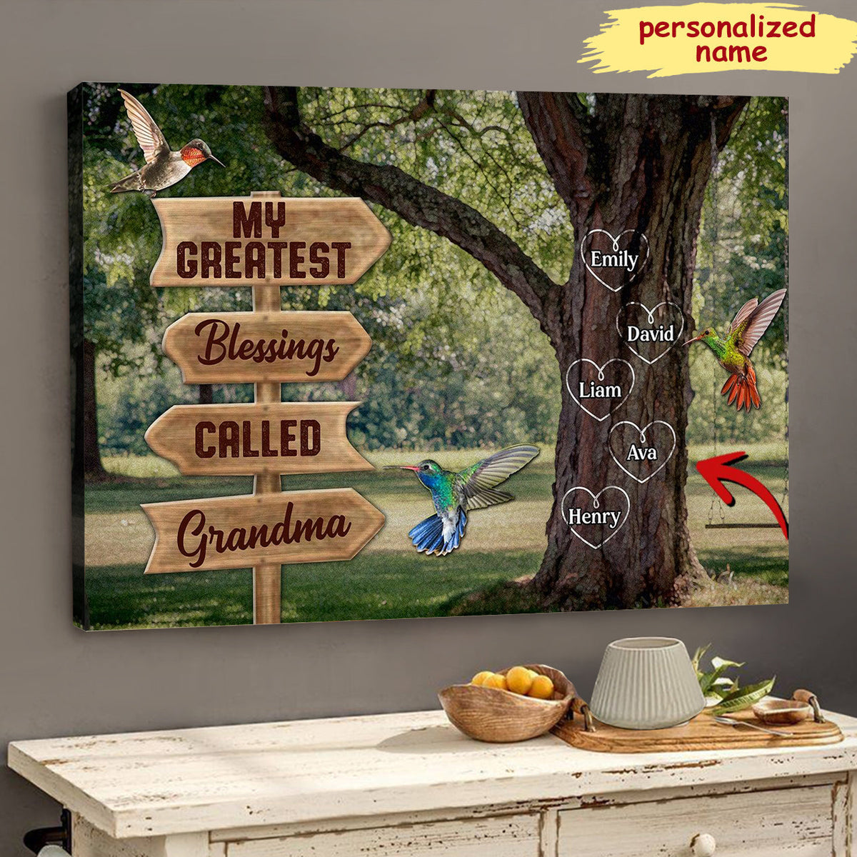My Greatest Blessings Called Grandma-Personalized Canvas Gift For Nana,Grandma