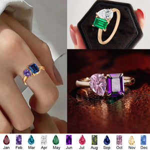 Personalized 2 Birthstones Ring - Perfect Vintage Gift For Her
