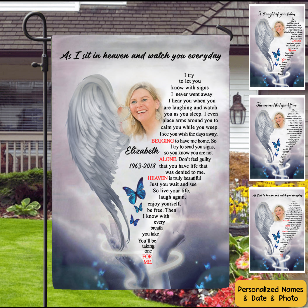 Angel Wings of Mother Upload Photo As I Sit In Heaven Personalized Flag