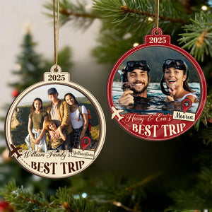 Personalized Family Best Trip Ornament, Gift for Traveler