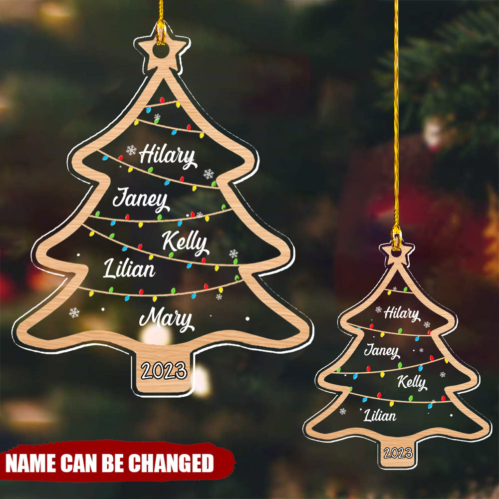 Wish You A Wonderful Christmas - Family Personalized Custom Ornament - Acrylic Custom Shaped