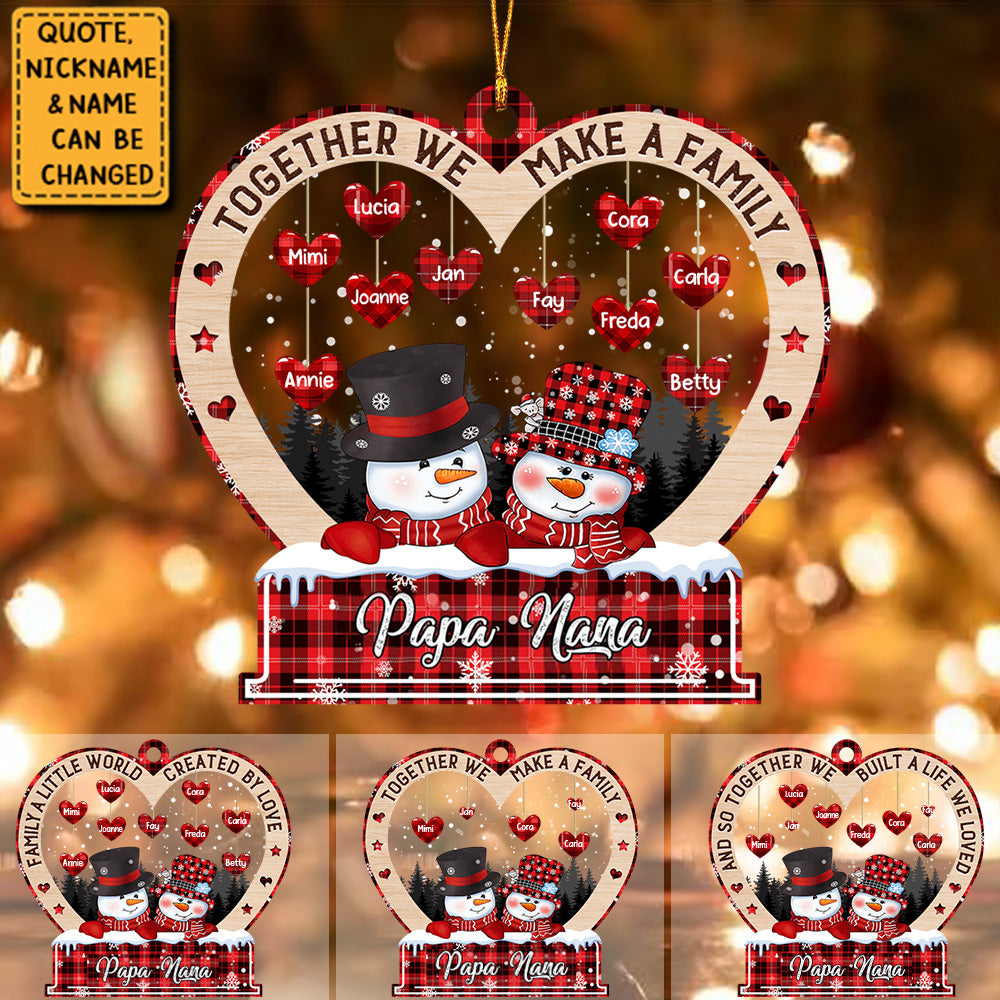 Sparkling Christmas Papa Nana Dad Mom Sweet Hearts Kids, Together We Make A Family Customized Ornament