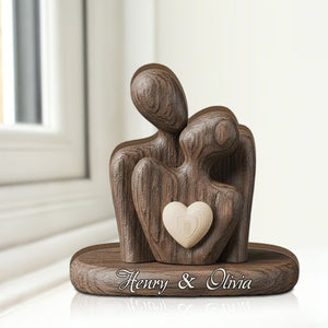 Elegant Couple Statue with Heart Inlay Plaque - Personalized Gift For Couple