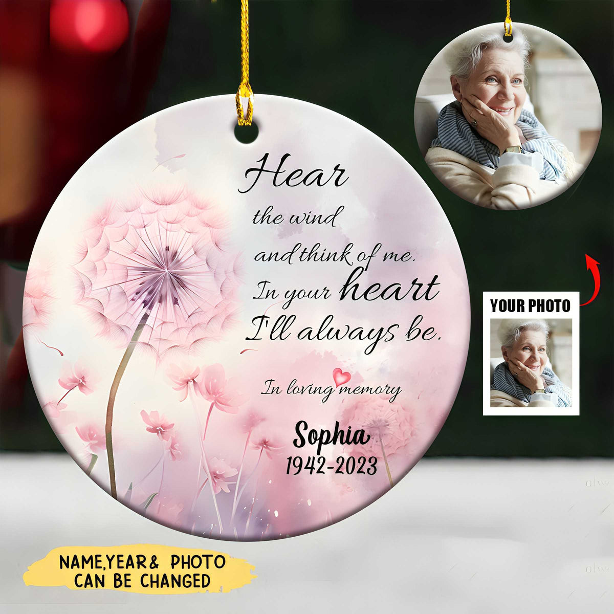 Dandelion Memorial Ceramic Ornament -Personalized Remembrance Gift