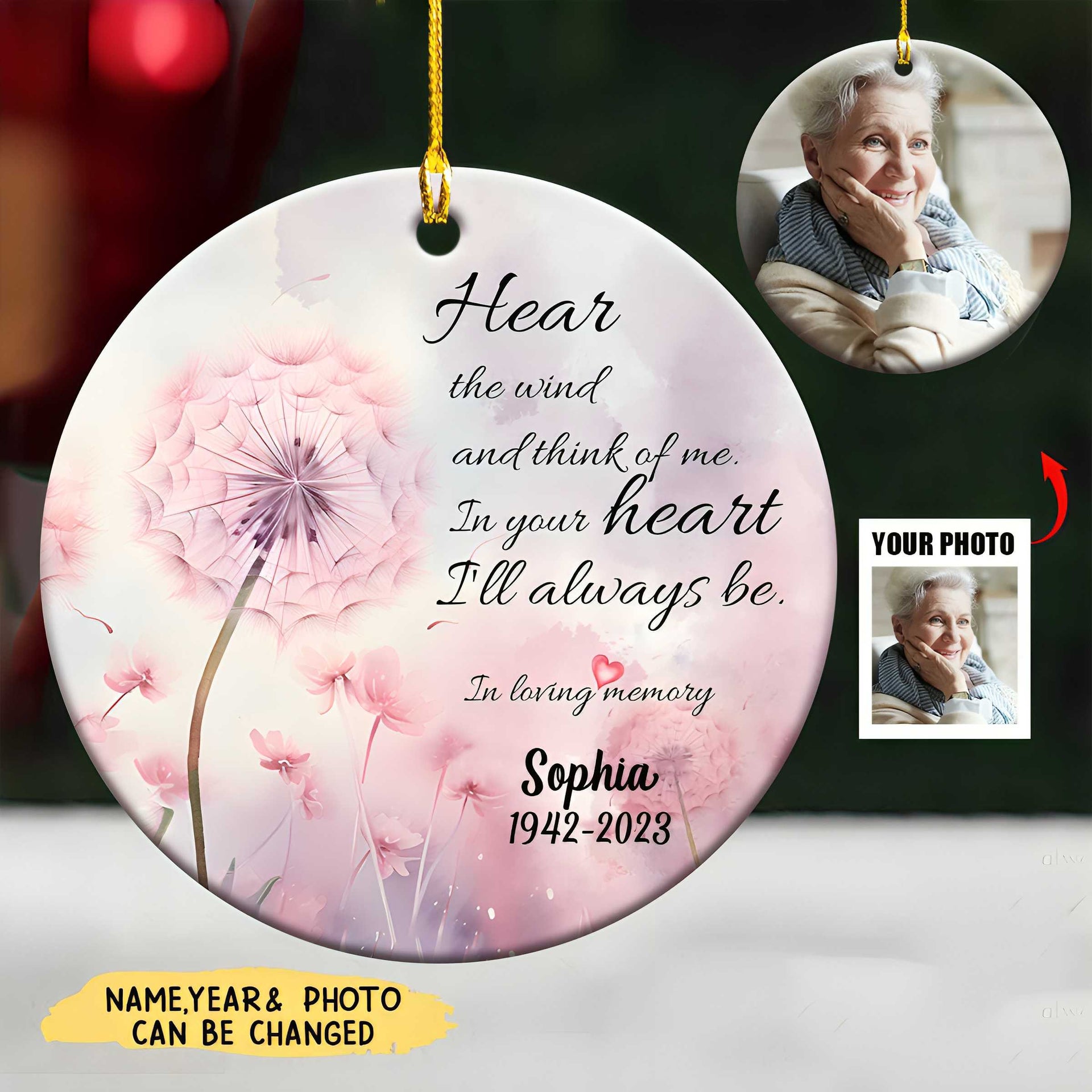 Dandelion Memorial Ceramic Ornament -Personalized Remembrance Gift