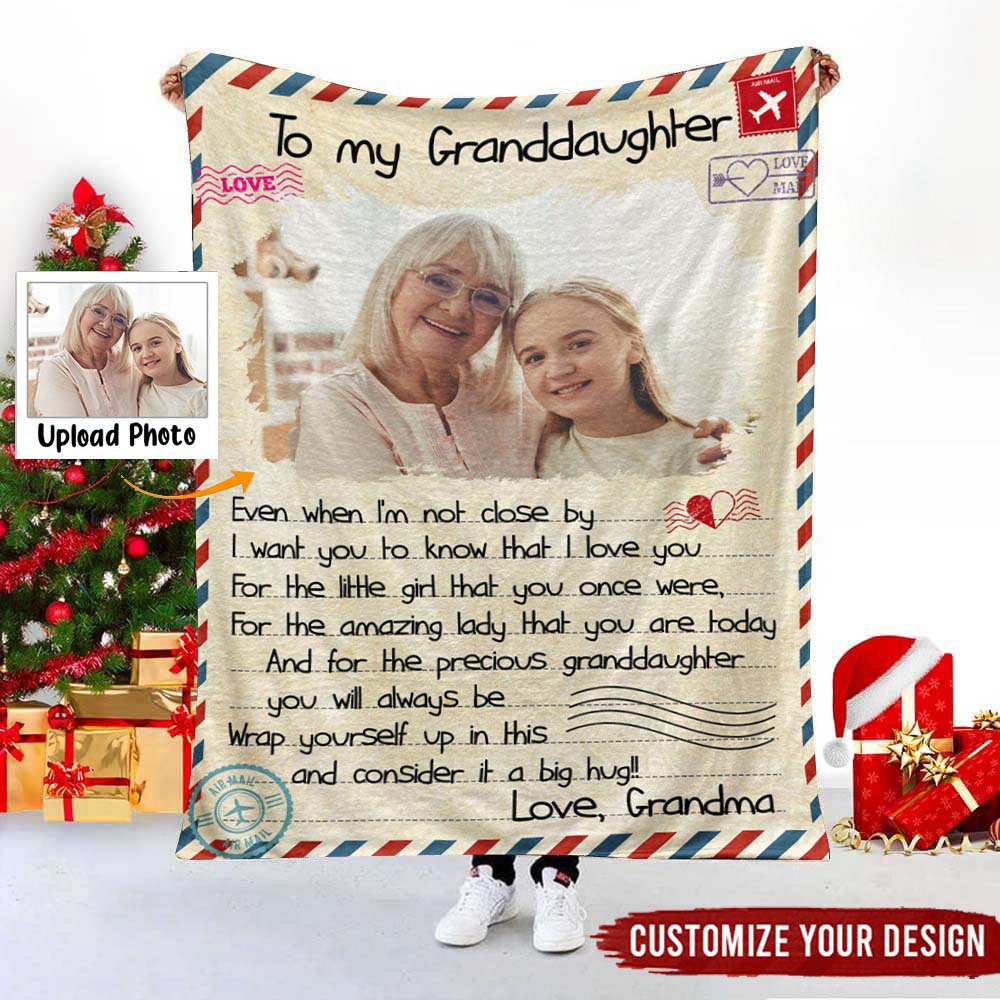 To My Granddaughter - Personalized Photo Blanket
