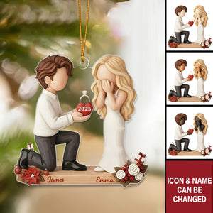 Personalized Engaged Ornament For Couples, Gift For Newlyweds