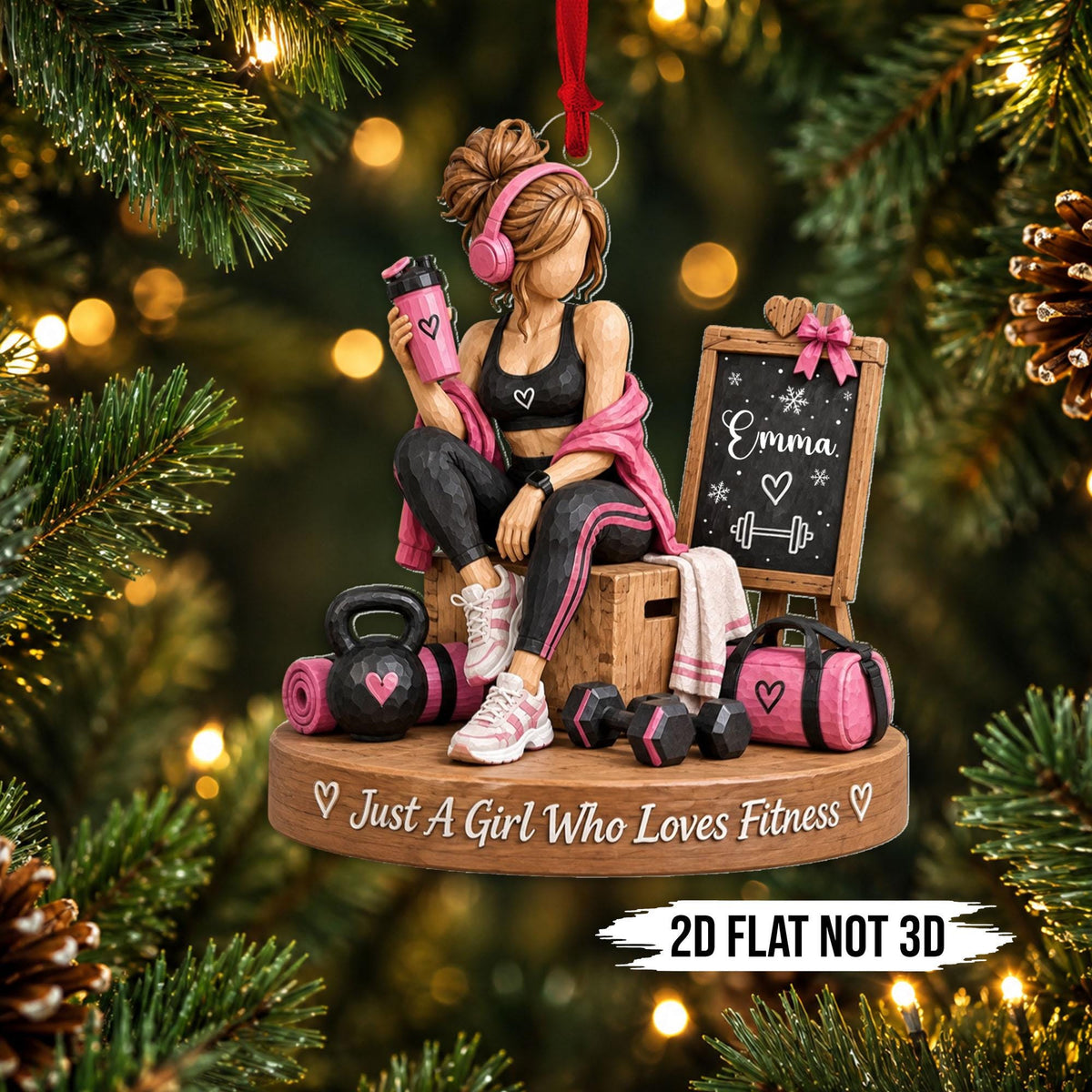 Personalized Fitness Gym Girl Ornament, Weightlifting Gym Lovers Keepsake For Her