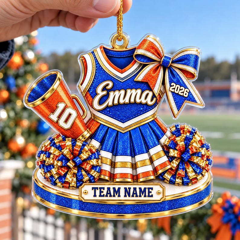 Personalized Cheerleader Girl Ornament, Custom Cheerleading Christmas Gift