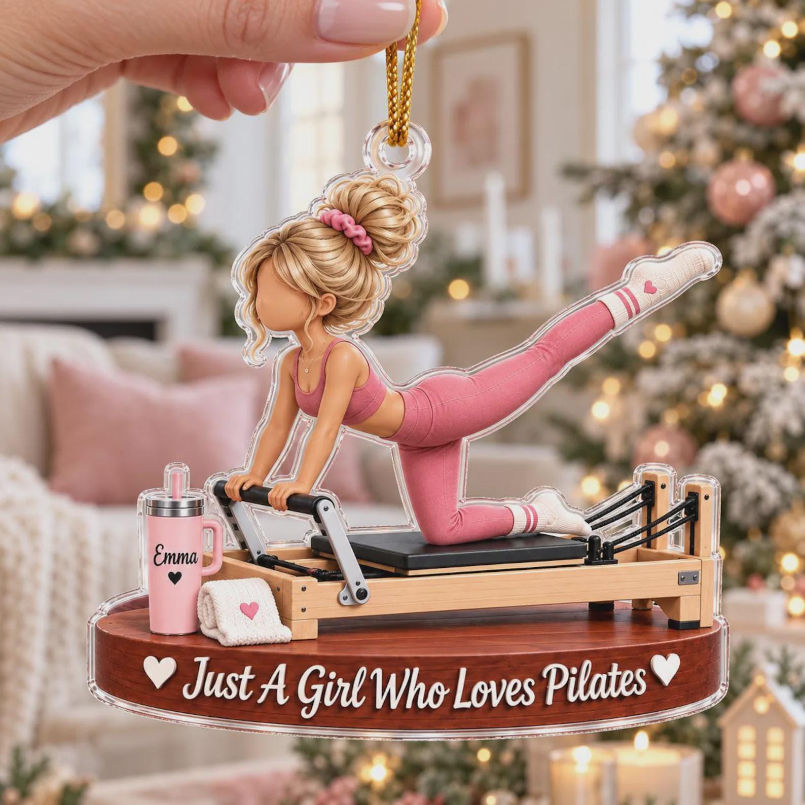 Personalized Pilates Girl Ornament, Pilates Lover Christmas Gift For Her