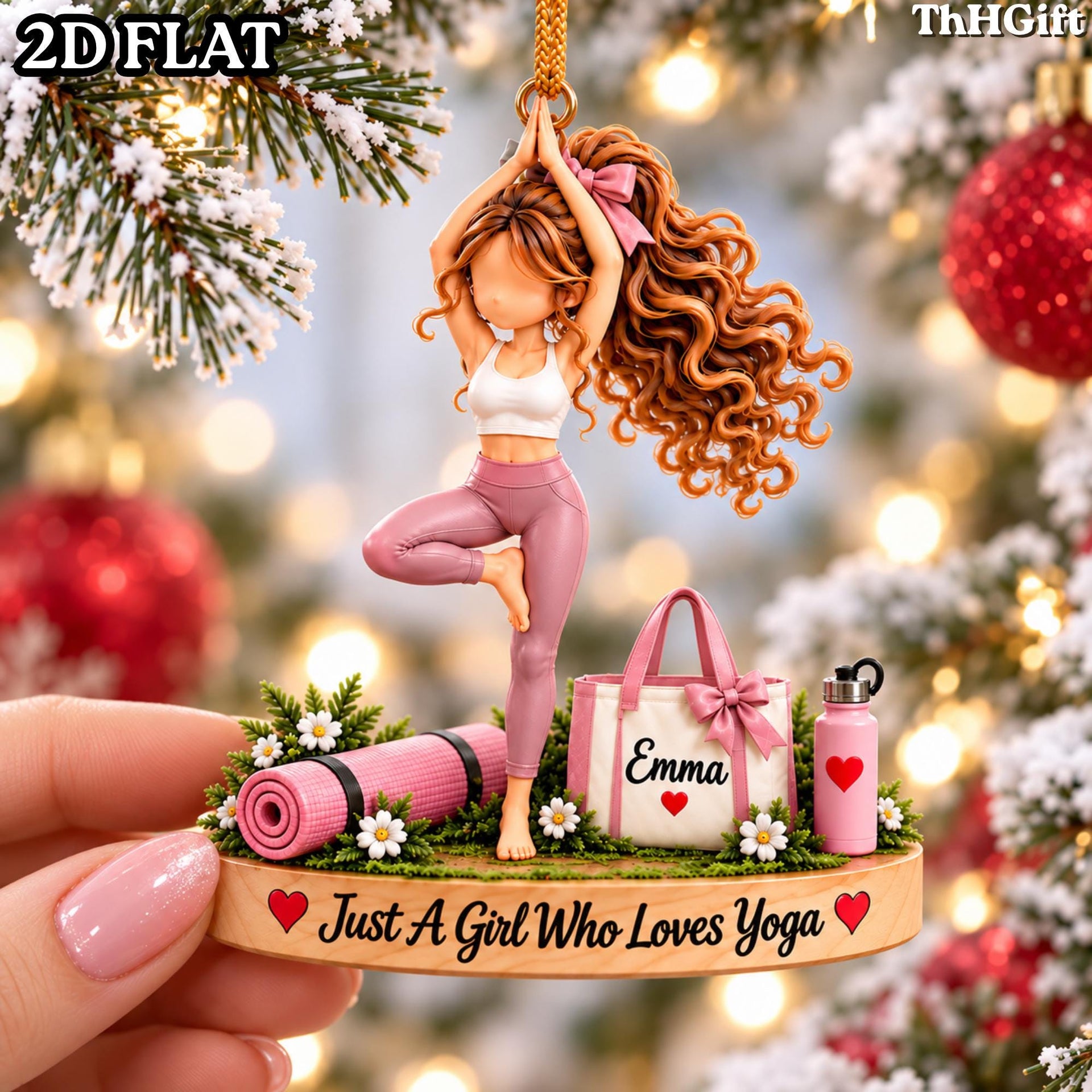 Personalized Yoga Girl Ornament, Yoga Lover Keepsake For Her